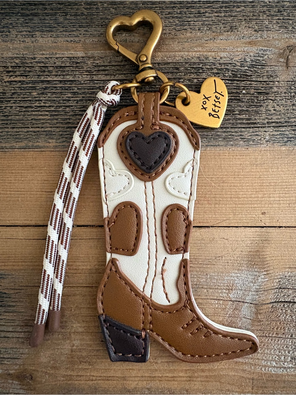 Betsey Johnson Cowboy Boot Keychain Purse Charm